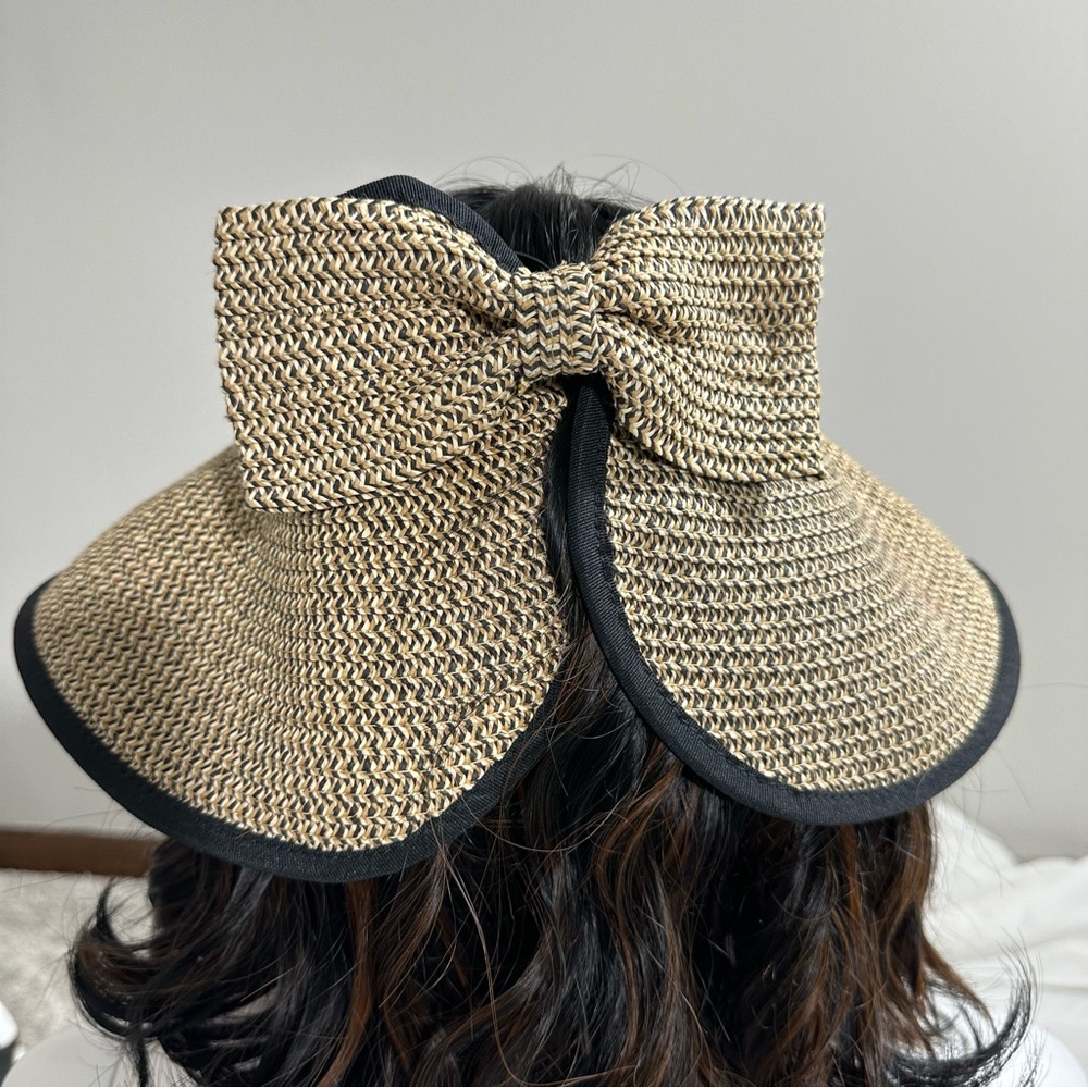 DAVID AND YOUNG Rollup Marled Straw Floppy Sun Vacation Visor Hat - Picture 3 of 7